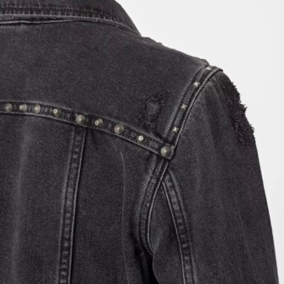 All Saints Zita Studded Distressed Denim Jacket - Picture 3 of 4
